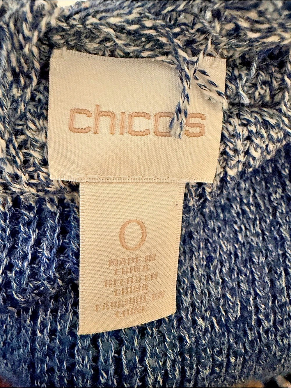 Chico's Fringe Edge Lace Patchwork Open Cardigan in Shades of Blue - Picture 4 of 5
